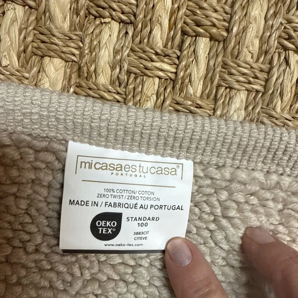 Mi Casa Es Tu Casa Zero Twist Bath Rug Beige 100% Cotton 20 X31”Made In Portugal